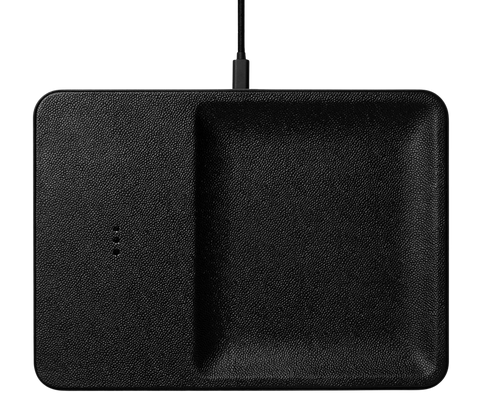 CATCH 3 Single-Device Charging Tray Leather - Black