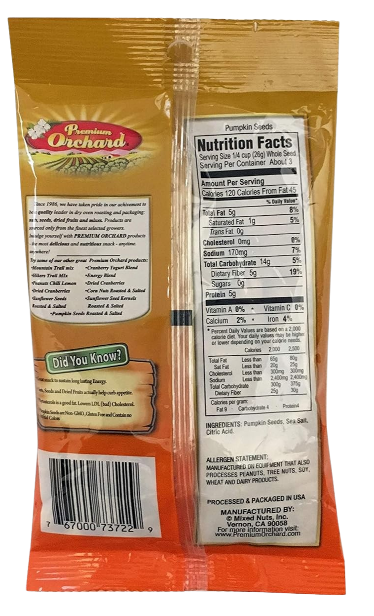 Pumpkin Seeds Jumbo - Roasted and Salted (2 Pack)