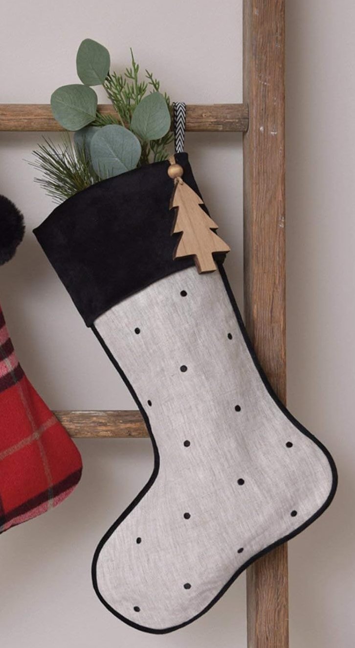 Stocking - Velvet Cuff Dotted