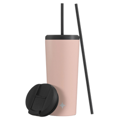 Vacuum Insulated Tumbler with Straw & Flip Lids (Pink) 20oz