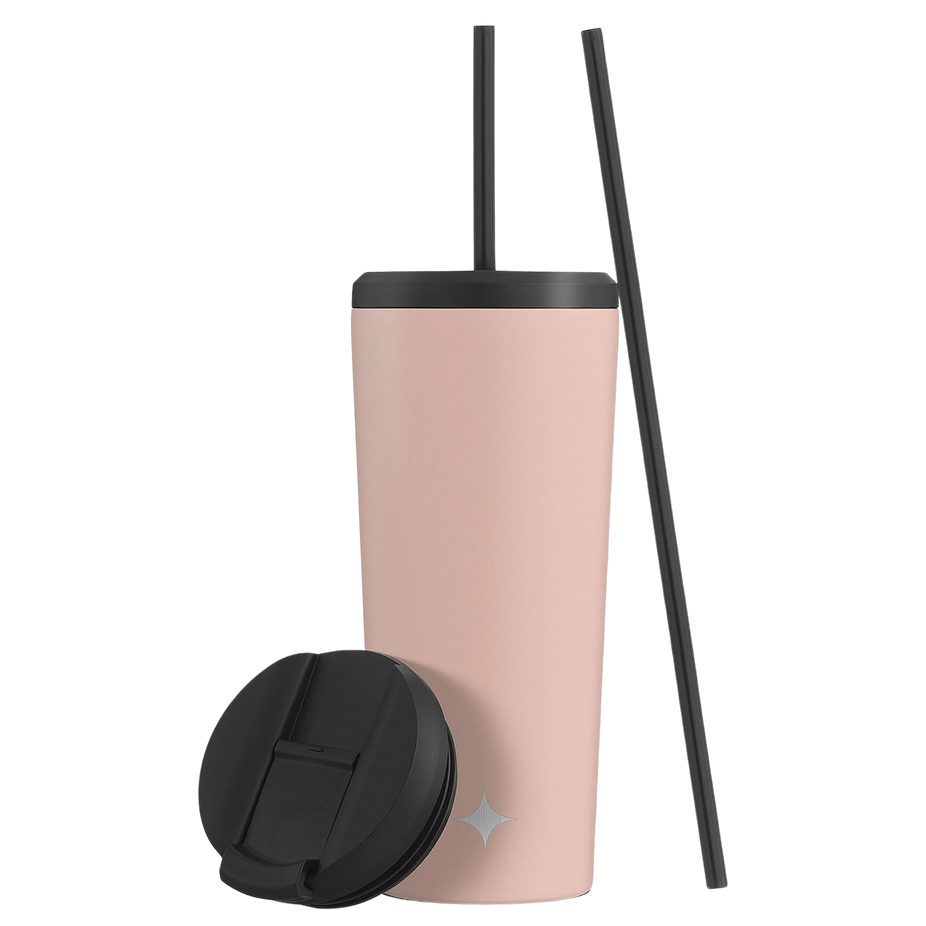 Vacuum Insulated Tumbler with Straw & Flip Lids (Pink) 20oz