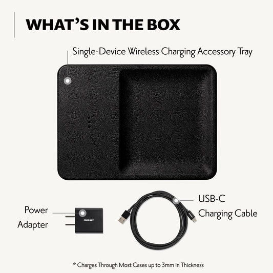 CATCH 3 Single-Device Charging Tray Leather - Black