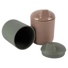 BIO Sippy Cup Set - Dark Olive/Tan