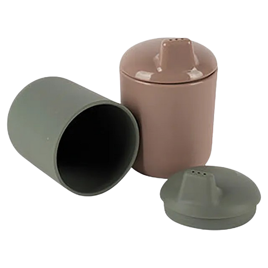 BIO Sippy Cup Set - Dark Olive/Tan