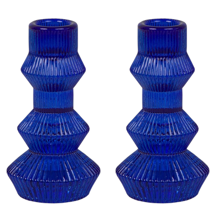 Cobalt Tapered Candle Holders (Set of 2)