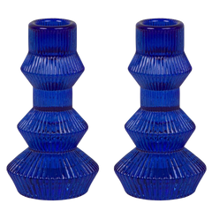 Cobalt Tapered Candle Holders (Set of 2)