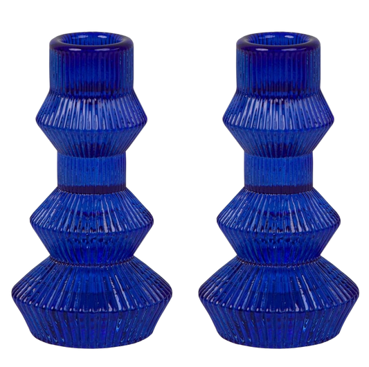 Cobalt Tapered Candle Holders (Set of 2)