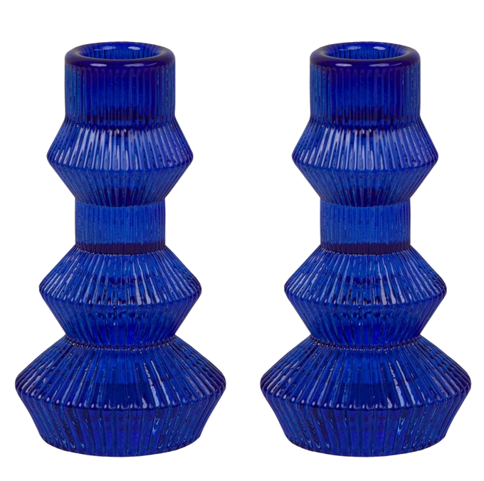 Cobalt Tapered Candle Holders (Set of 2)