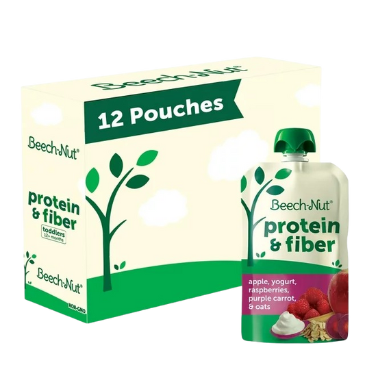 Protein & fiber Pouch-Apple,Yogurt,Raspberries, Purple Carrot, Oats (12 Pack)