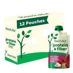 Protein & fiber Pouch-Apple,Yogurt,Raspberries, Purple Carrot, Oats (12 Pack)