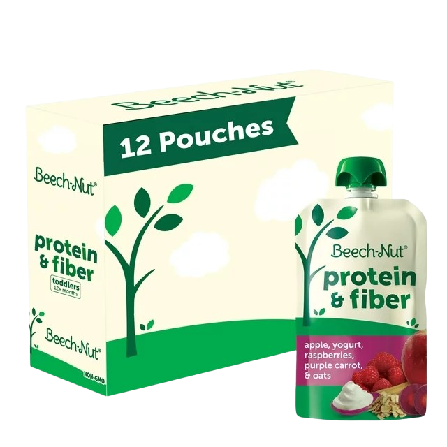 Protein & fiber Pouch-Apple,Yogurt,Raspberries, Purple Carrot, Oats (12 Pack)