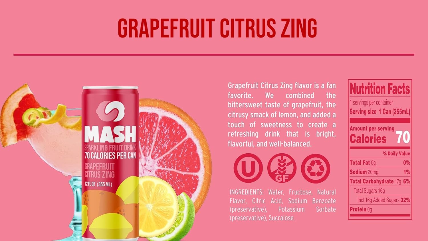 MASH Grapefruit Citrus Zing (12 Pack)
