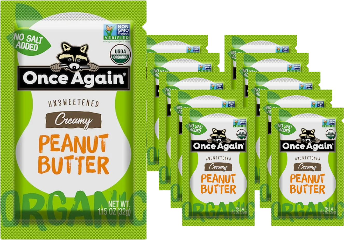Organic Unsweetened Creamy Peanut Butter Squeeze (10 Pack)