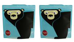 Bear Reusable Snack Bag - Teal (Set of 2)