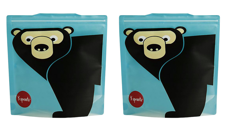 Bear Reusable Snack Bag - Teal (Set of 2)