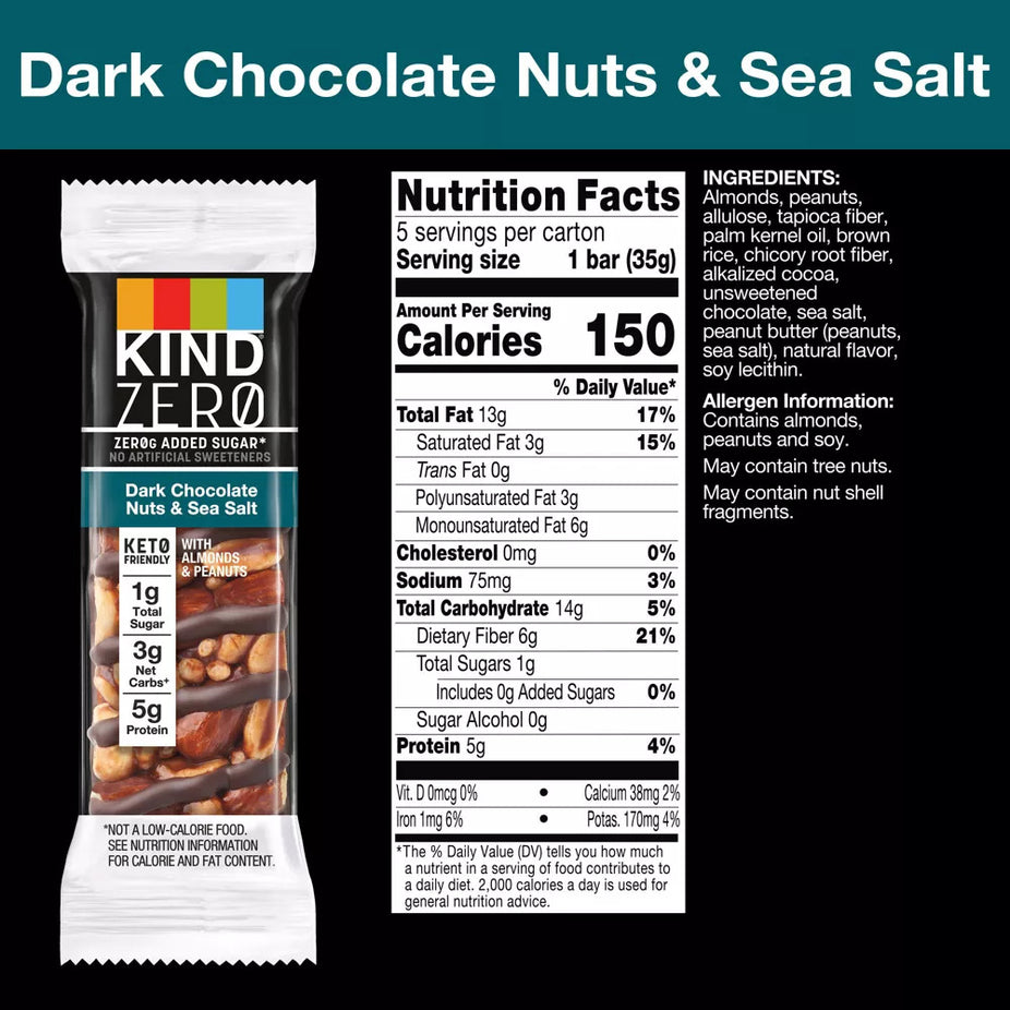 Zero Dark Chocolate Nuts & Sea Salt Bars (5 CT)
