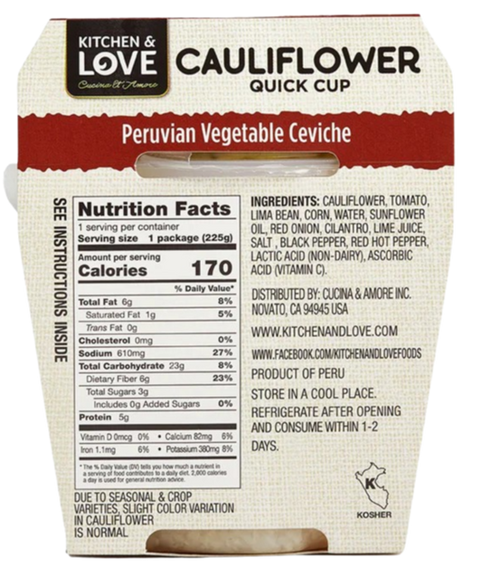 Peruvian Veg Ceviche Cauliflower Meal (6 Pack)