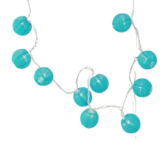 Electric String Lights with 10 Nylon Lanterns - Turquoise