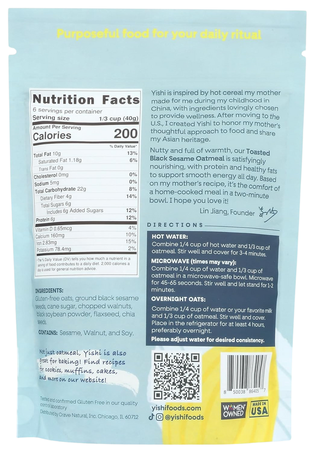 Toasted Black Sesame Oatmeal Pouch