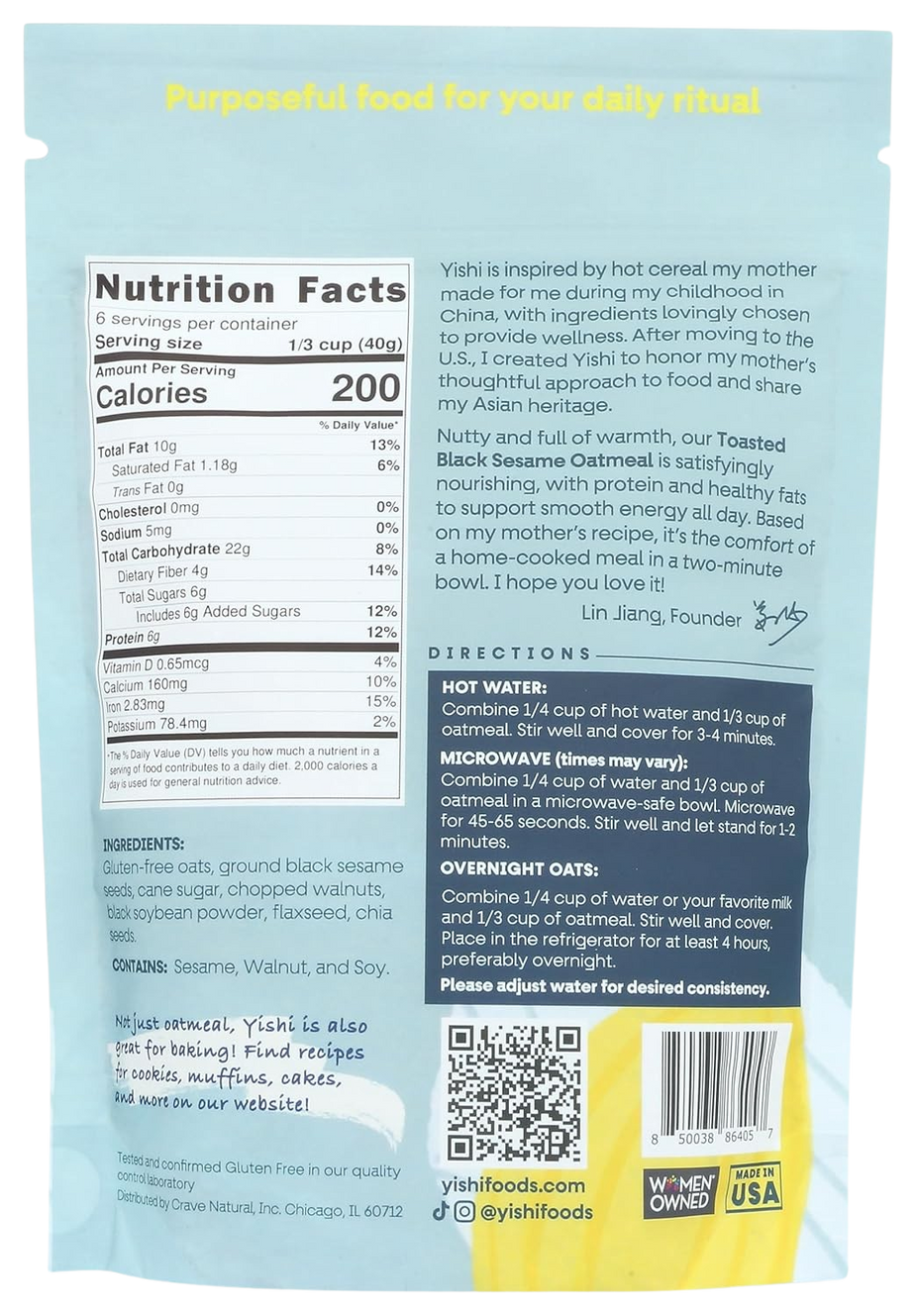 Toasted Black Sesame Oatmeal Pouch