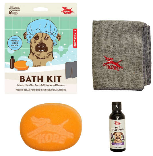 Dog Bath Kit - Microfiber Towel, Bath Sponge and Shampoo