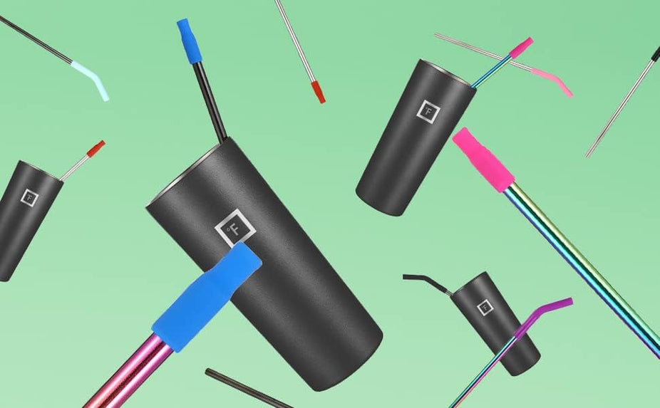 Reusable Straw Set - Stainless Steel, Rainbow