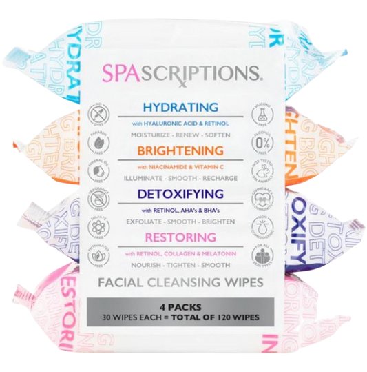 Assorted Facial Cleansing Wipes - Hydrating / Brightening / Detoxifying / Restoring - 120 count