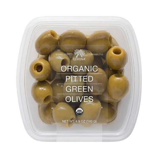 Organic Pitted Green Olives Cup