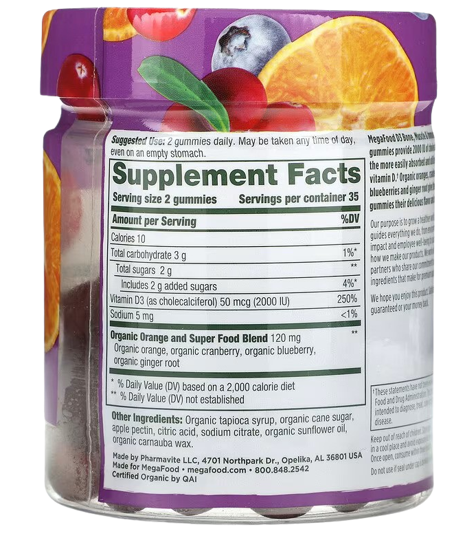 Mixed Fruit D3 1000IU Wellness Gummies