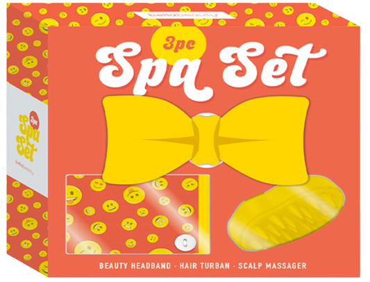 3 pc Spa Set with Beauty Headband, Hair Turban and Scalp Massager