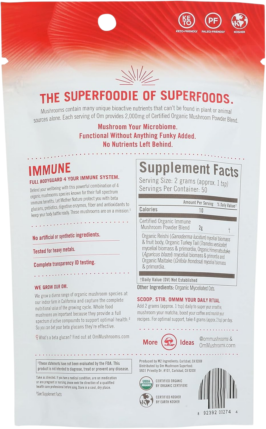 Organic Mushroom Nutrition Supplement Powder - Immune