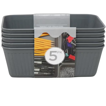 Grey Stripe Storage Bins (5 pack)