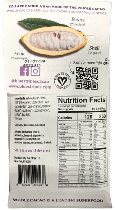 Cold Brew Coffee Whole Cacao Chocolate Bar