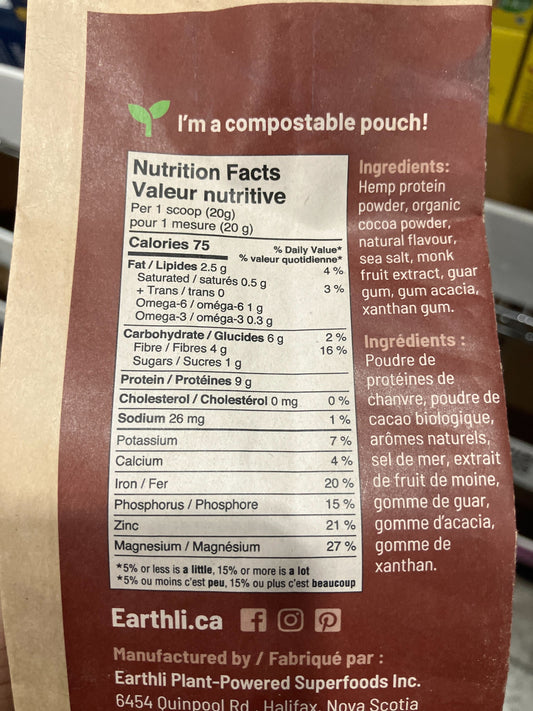 Nutrition Information - Chocolate Plant Protein Shake Mix