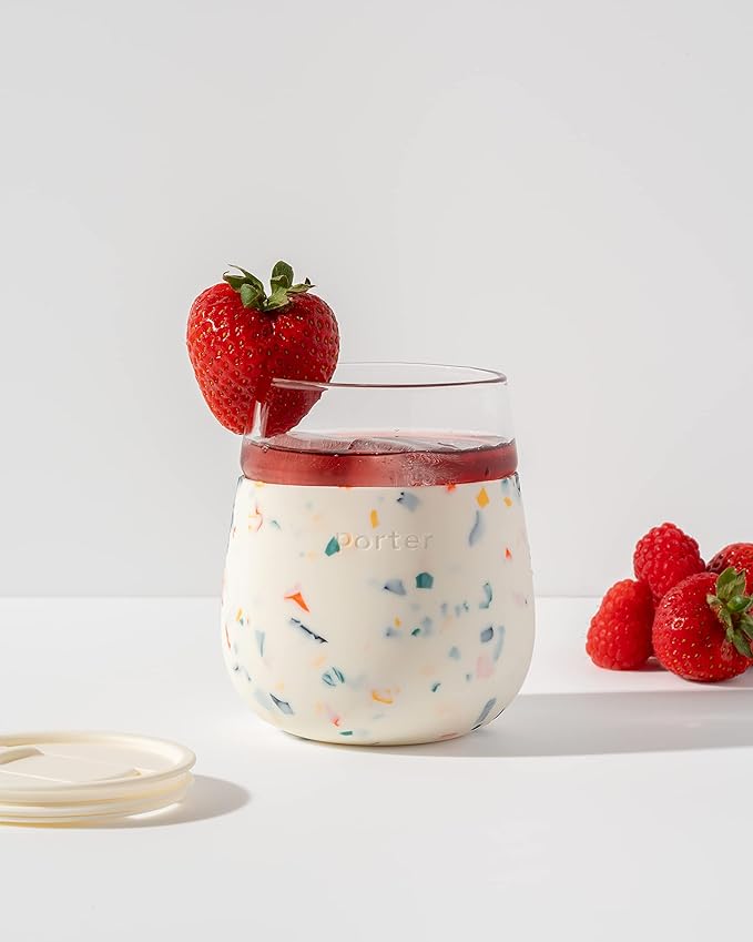 Glass Cup 15oz- Terrazzo Cream