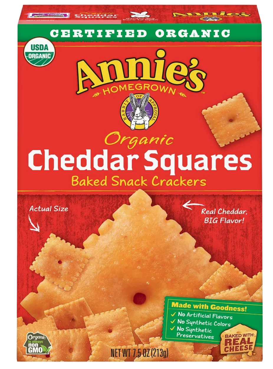 Organic Cheddar Squares - Baked Crackers