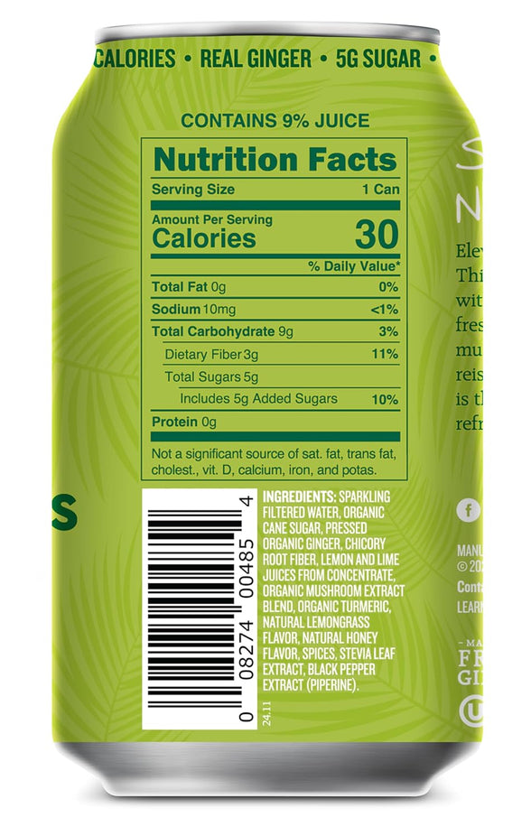 Ginger Lemongrass Functional Soda (12 Pack)