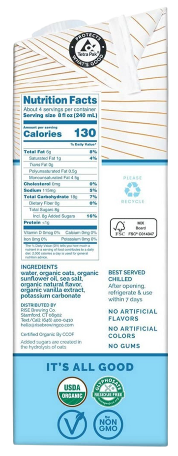 Organic Oat Milk Vanilla Latte Cold Brew Coffee