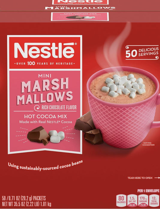 Hot Cocoa Mix - Mini Marshmallows with Rich Milk Chocolate Flavor (50 CT)