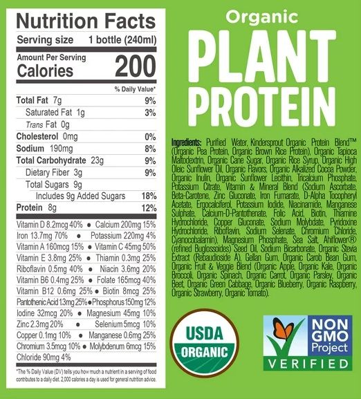 Organic Plant Protein Chocolate Kids Nutrition Shake Drink (6 Pack)