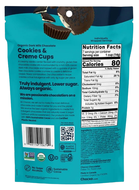 Dark Milk Chocolate Cookies & Creme Cups