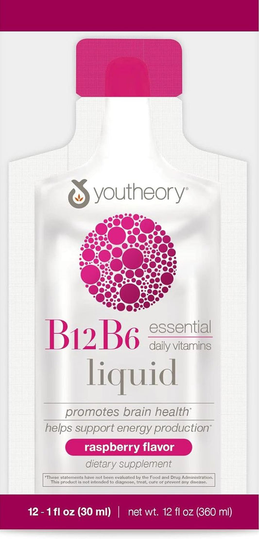 Raspberry B12 B6 Liquid Vitamins (12 CT)