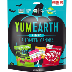 Organic Halloween Candies Variety Pack (Gummy Fruits, Lollipops, And Giggles) (50 CT)