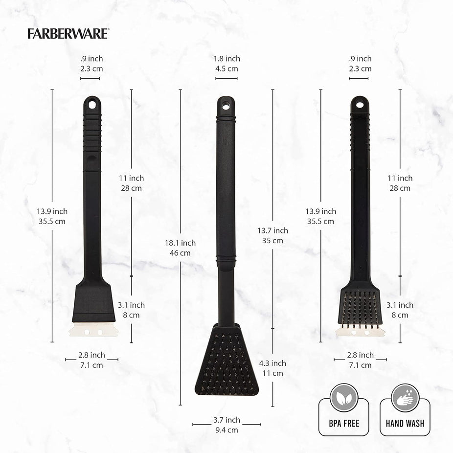 Black Barbecue Grill Brushes (Set of 3)