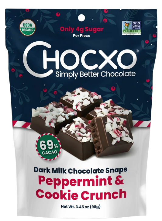 Peppermint & Cookie Crunch Dark Milk Chocolate Snaps