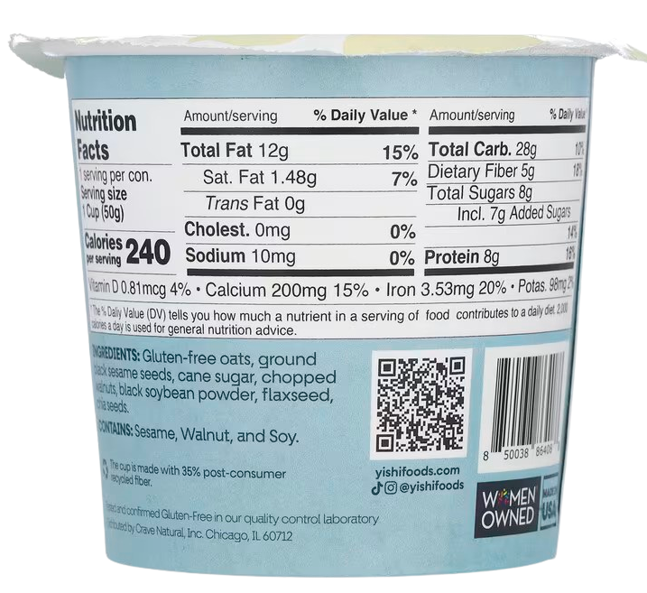 Toasted Black Sesame Oatmeal (6 Pack)