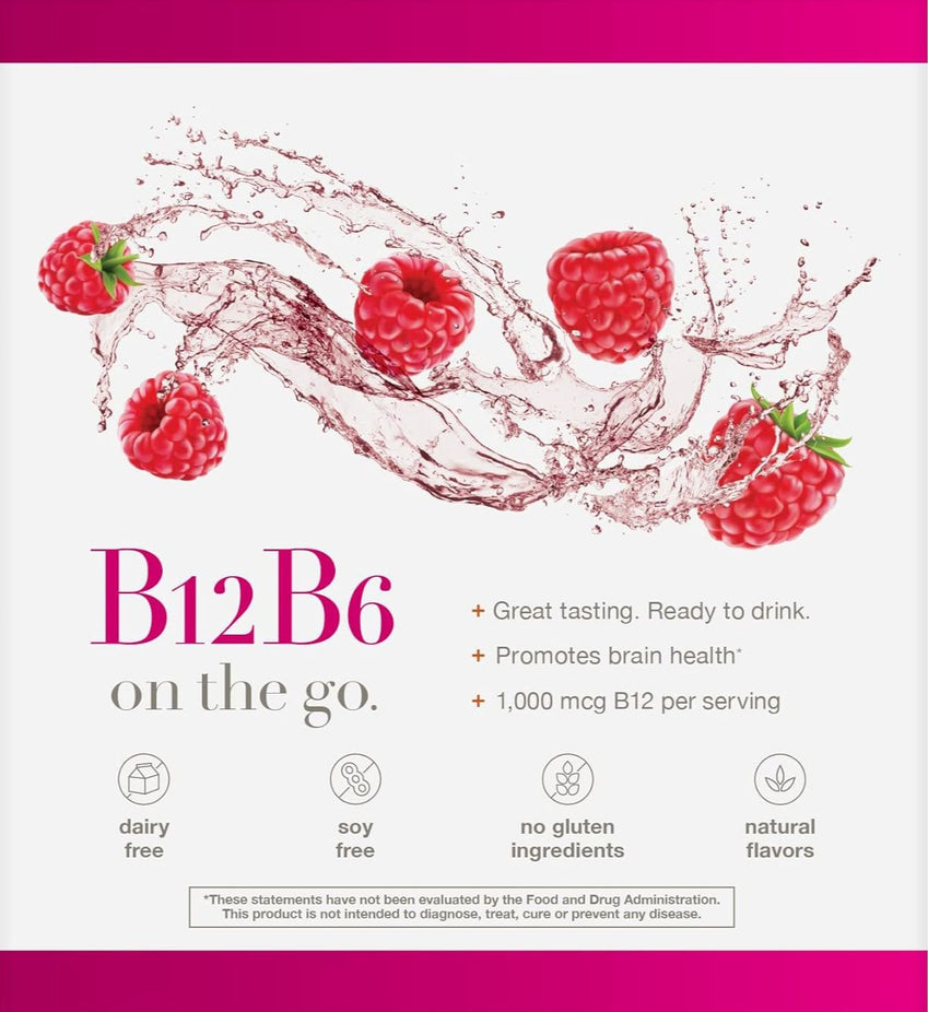 Raspberry B12 B6 Liquid Vitamins (12 CT)