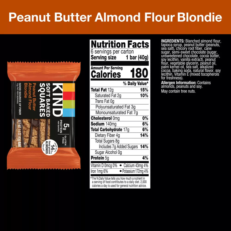 Peanut Butter Almond Flour Blondie Squares (6 CT)