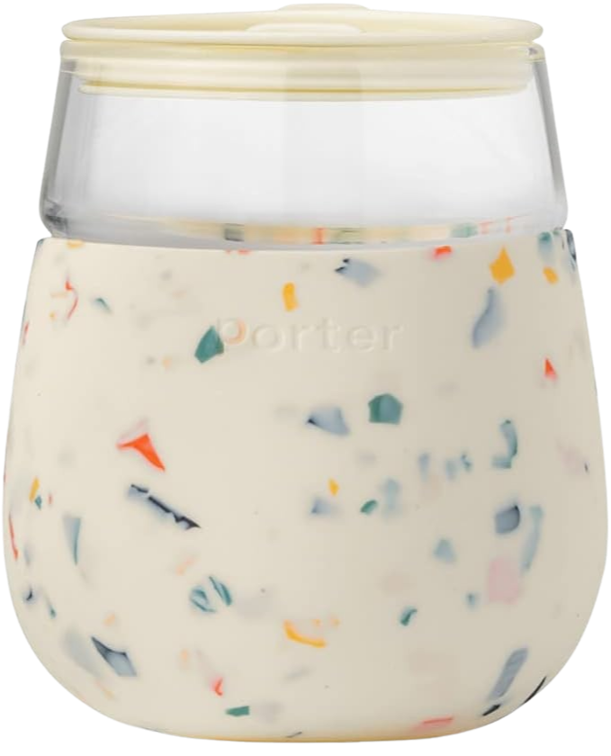 Glass Cup 15oz- Terrazzo Cream