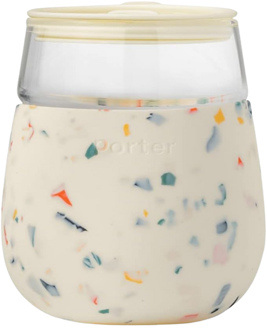 Glass Cup 15oz- Terrazzo Cream